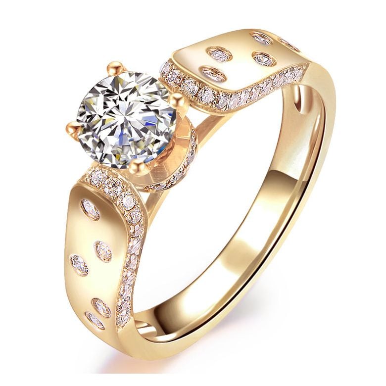 Bague Fiançaille Solitaire Or jaune. Diamants 0.80ct - 1