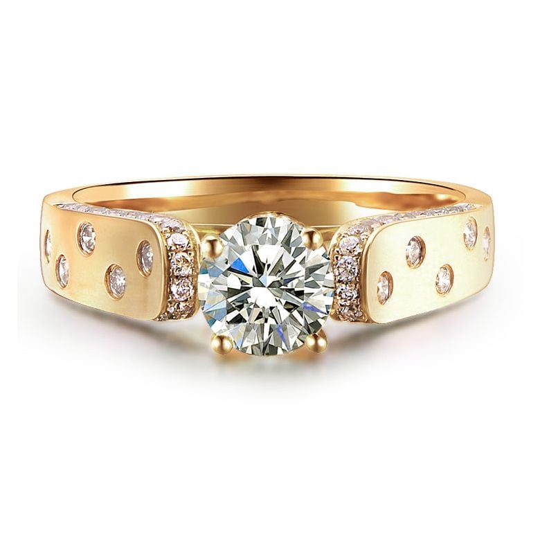 Bague Fiançaille Solitaire Or jaune. Diamants 0.80ct - 6