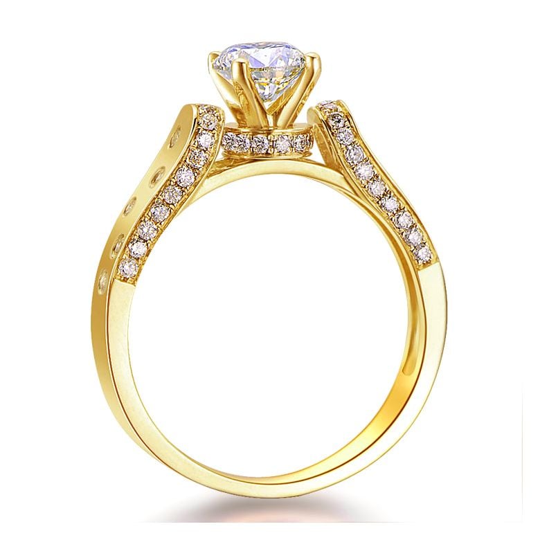 Bague Fiançaille Solitaire Or jaune. Diamants 0.80ct - 7