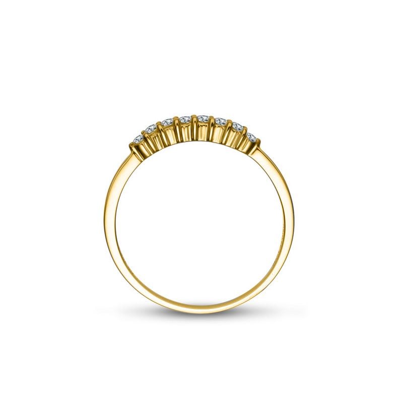 Bague anneau or jaune 18 carats - Alignement 8 diamants 0.20ct - 3