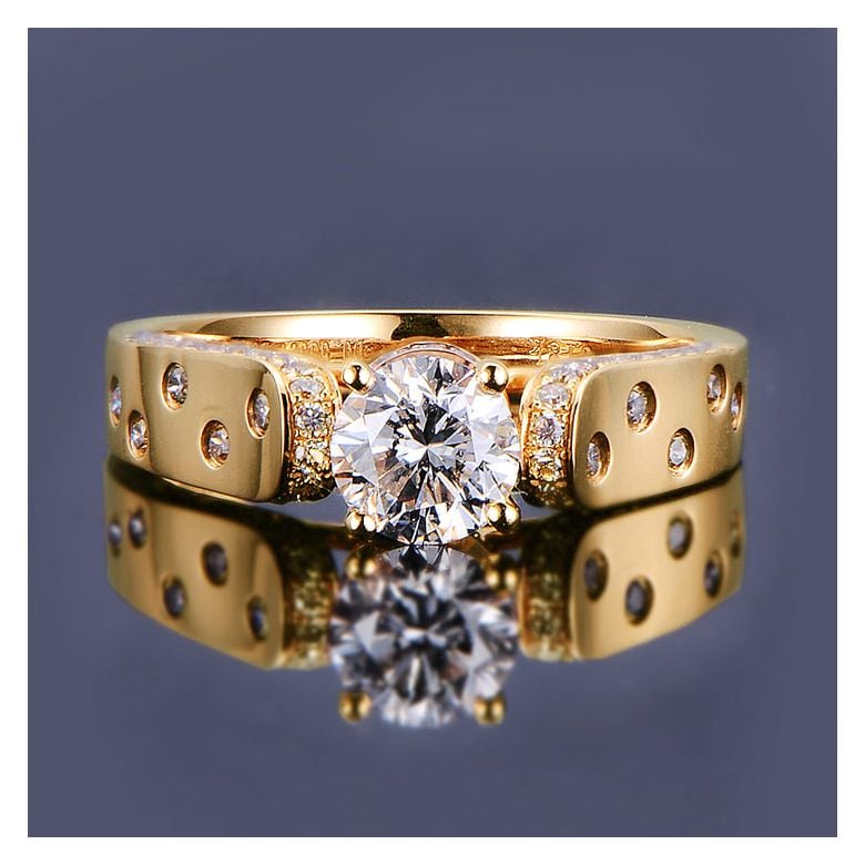 Bague Fiançaille Solitaire Or jaune. Diamants 0.80ct - 3