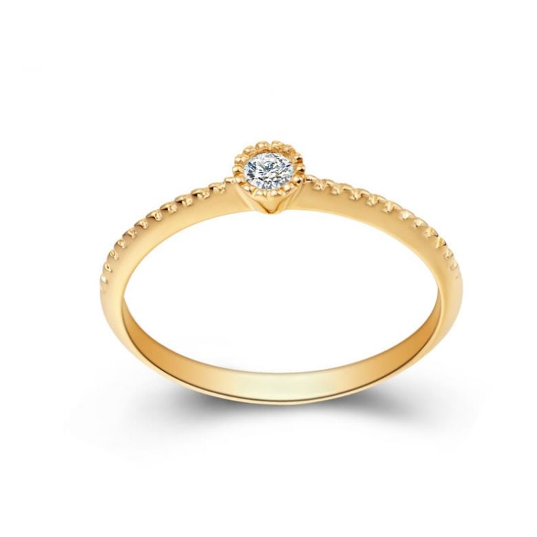 Bague solitaire diamant tressée Or jaune - 4