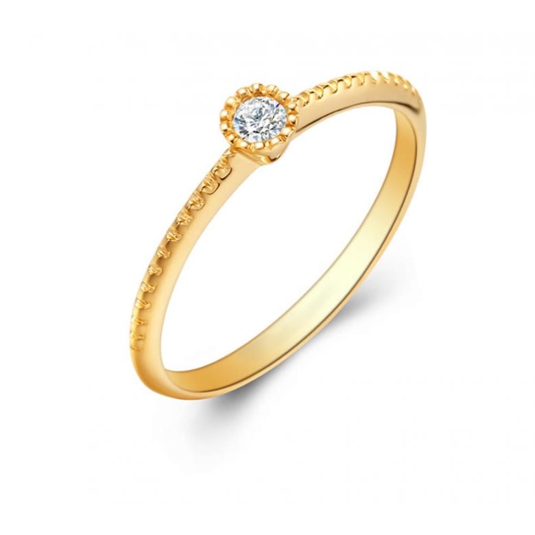 Bague solitaire diamant tressée Or jaune - 1