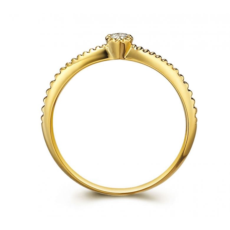 Bague solitaire diamant tressée Or jaune - 6