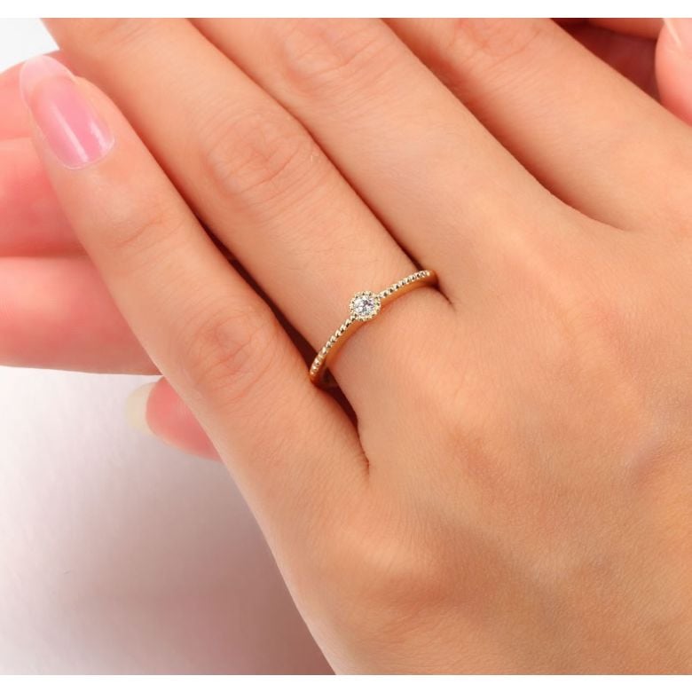 Bague solitaire diamant tressée Or jaune - 2