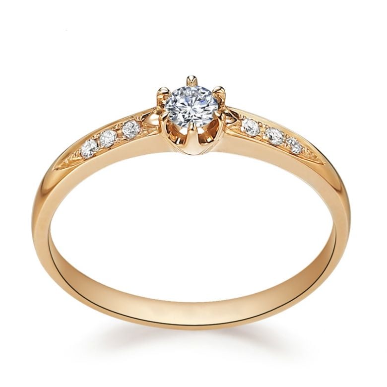 Alliance Solitaire Accompagné Diamants. Or Jaune | Gemperles - 3