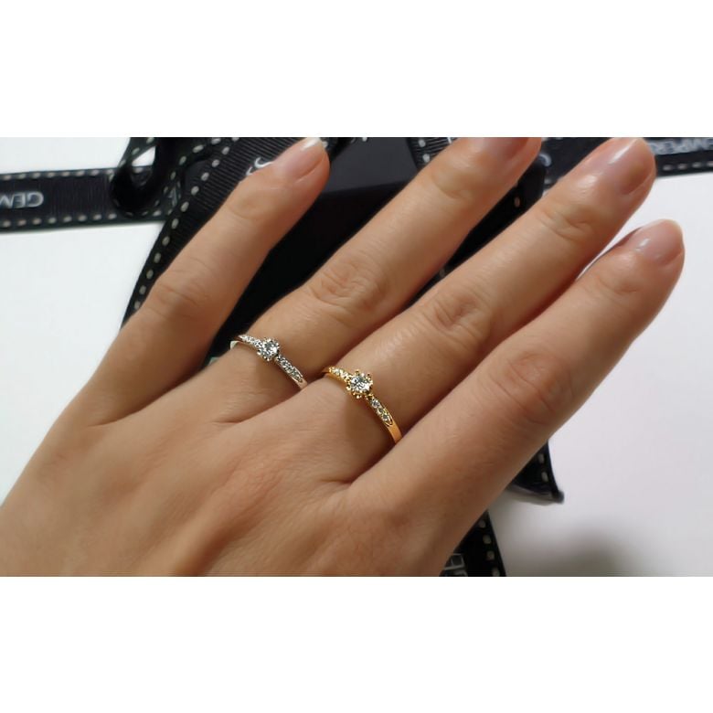 Alliance Solitaire Accompagné Diamants. Or Jaune | Gemperles - 10
