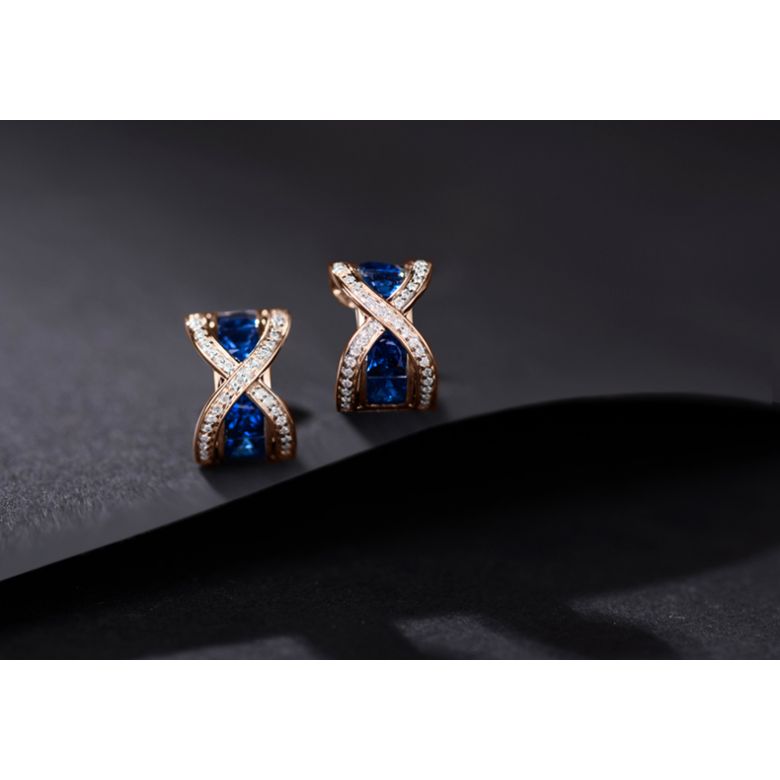 Boucles Oreilles sens de nos vies. En saphirs, diamants et Or rose - 4