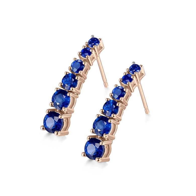Boucle oreille Montecristo blue - Saphir, or rose - 1