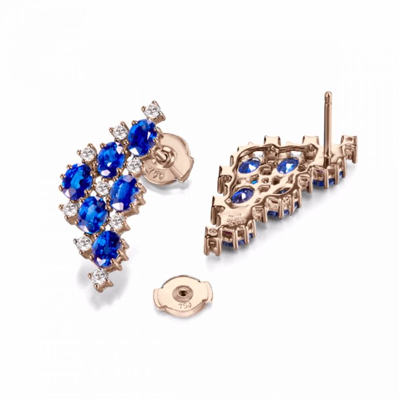 Boucle d oreille Triangle des Bermudes - Saphir, or rose, diamant - 4