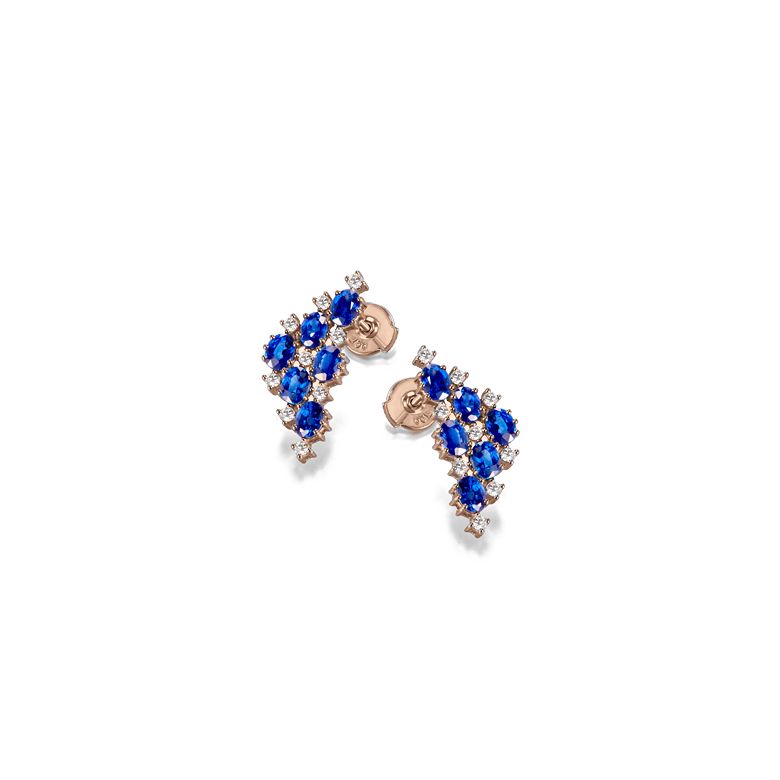 Boucle d oreille Triangle des Bermudes - Saphir, or rose, diamant - 5