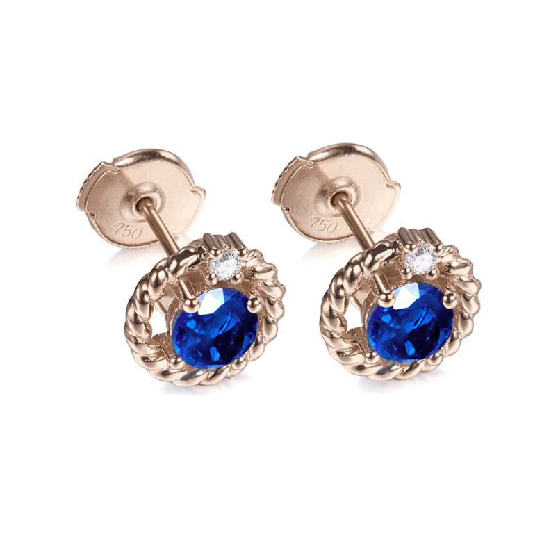 Boucle d oreille Saphir, Diamant & or rose - Tempietto - 3