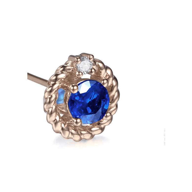 Boucle d oreille Saphir, Diamant & or rose - Tempietto - 4