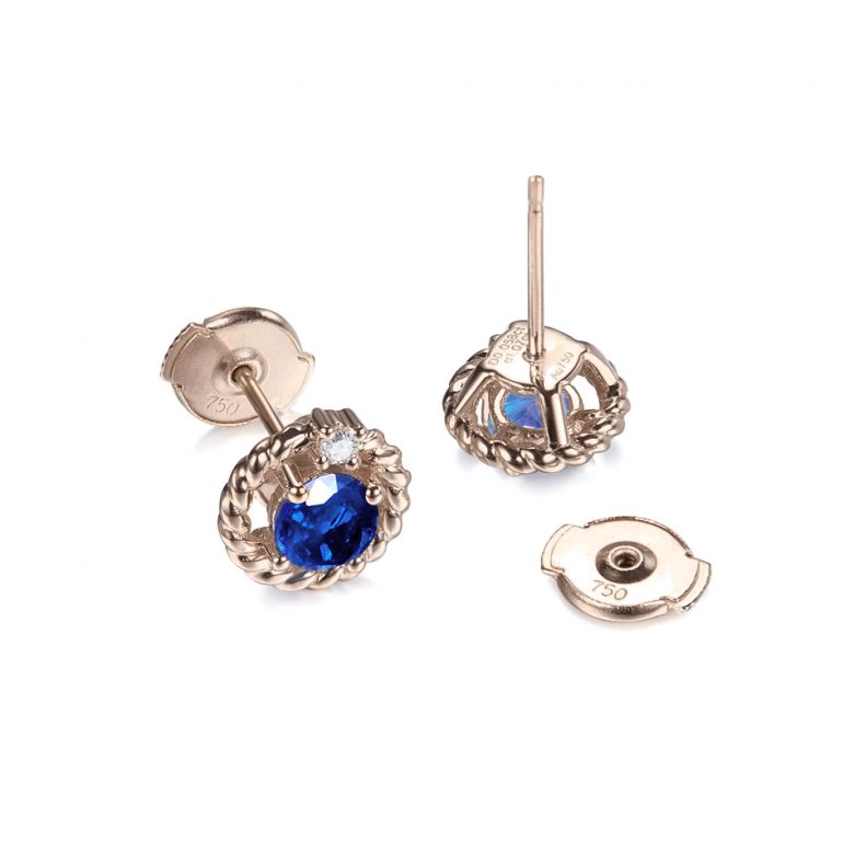 Boucle d oreille Saphir, Diamant & or rose - Tempietto - 5
