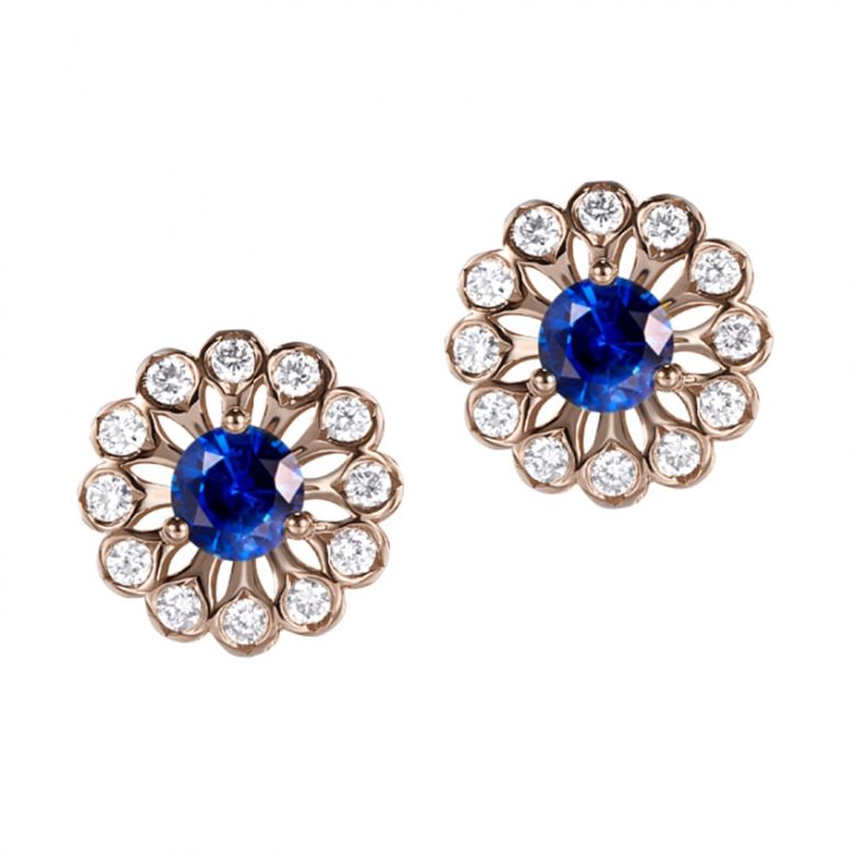 Boucle d oreille bleu de Médicis - Saphir, or rose, diamant - 1