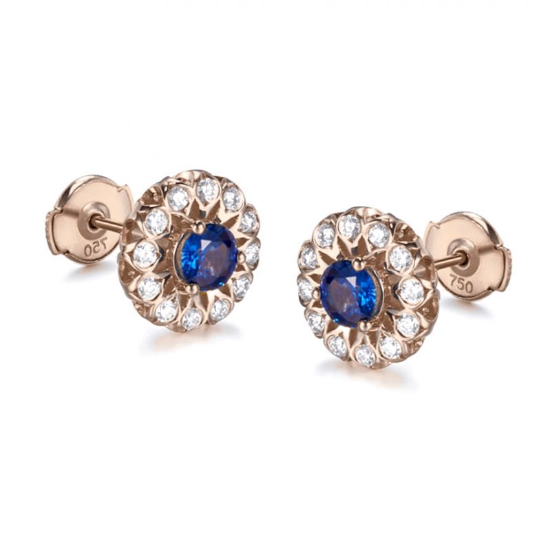 Boucle d oreille bleu de Médicis - Saphir, or rose, diamant - 3
