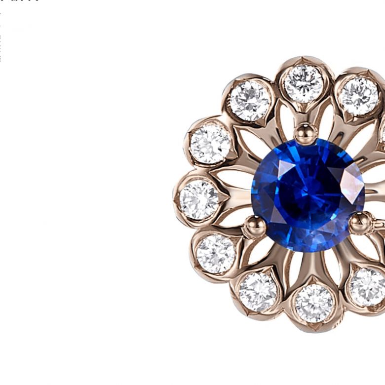 Boucle d oreille bleu de Médicis - Saphir, or rose, diamant - 4