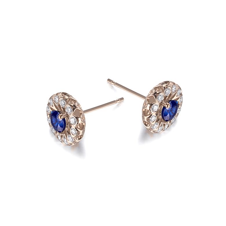 Boucle d oreille bleu de Médicis - Saphir, or rose, diamant - 5