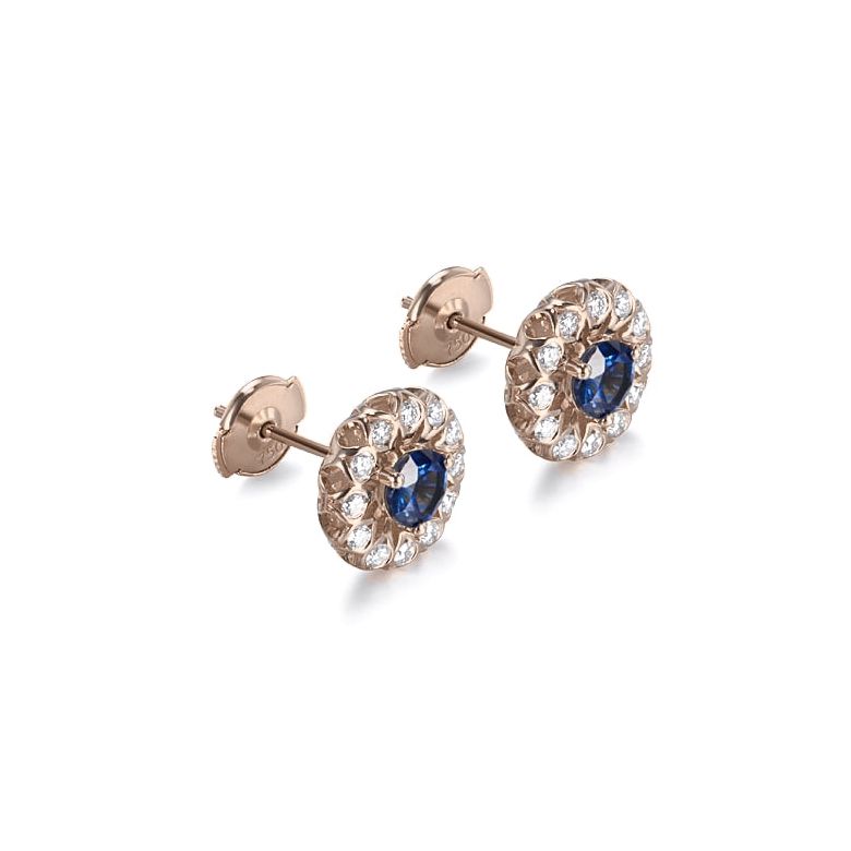 Boucle d oreille bleu de Médicis - Saphir, or rose, diamant - 6