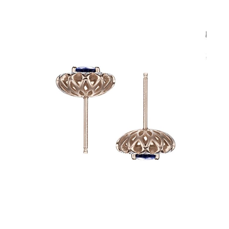 Boucle d oreille bleu de Médicis - Saphir, or rose, diamant - 7