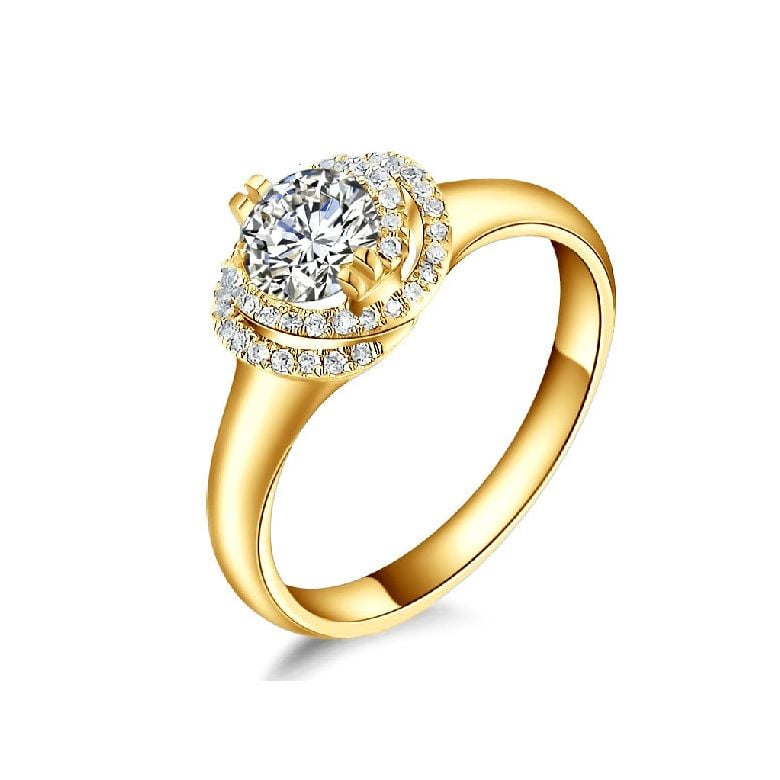 Bague Solitaire Gracieuse Majesté - Or Jaune & Diamants Enroulés | Gemperles - 1