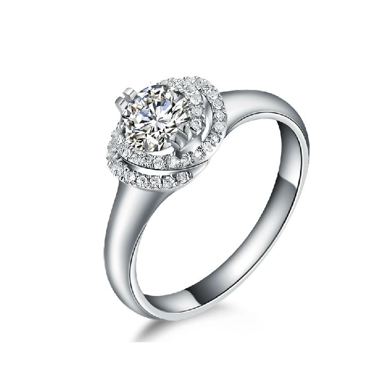 Bague Solitaire Gracieuse Majesté - Platine & Diamants Enroulés | Gemperles - 1
