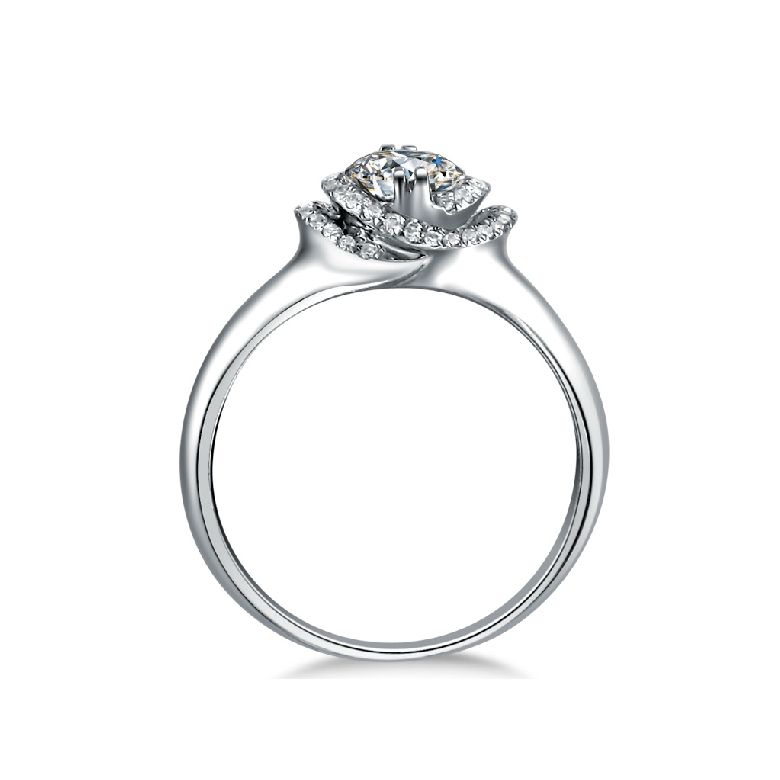 Bague Solitaire Gracieuse Majesté - Or Blanc & Diamants Enroulés | Gemperles - 2