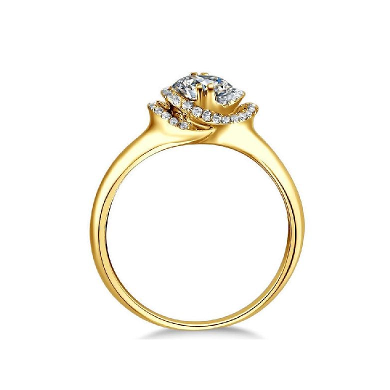 Bague Solitaire Gracieuse Majesté - Or Jaune & Diamants Enroulés | Gemperles - 6