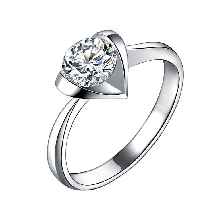 Bague Solitaire Coeur Majestueux - Platine & Diamant | Gemperles - 1