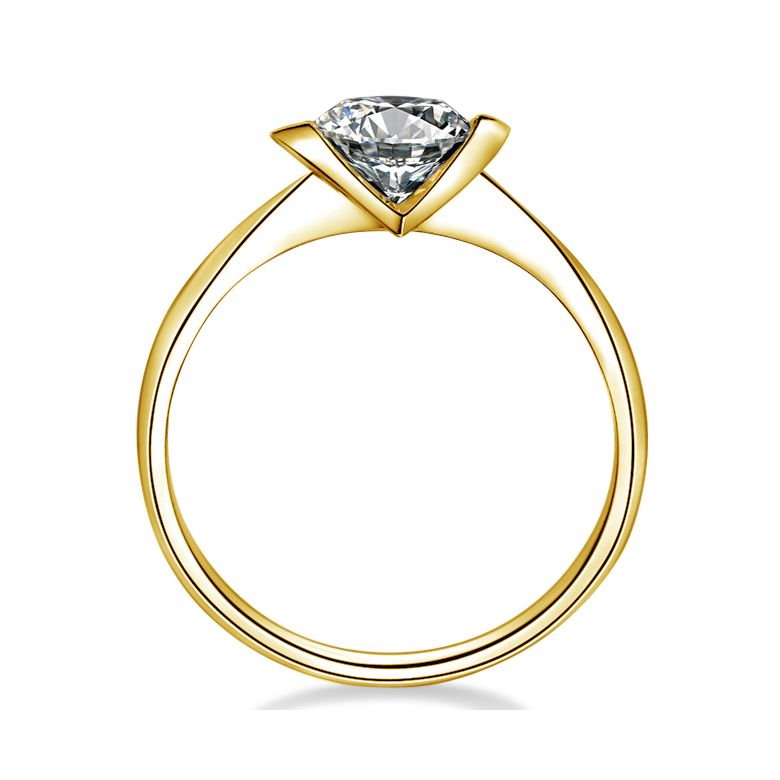 Bague Solitaire Coeur Majestueux - Or Jaune & Diamant | Gemperles - 4