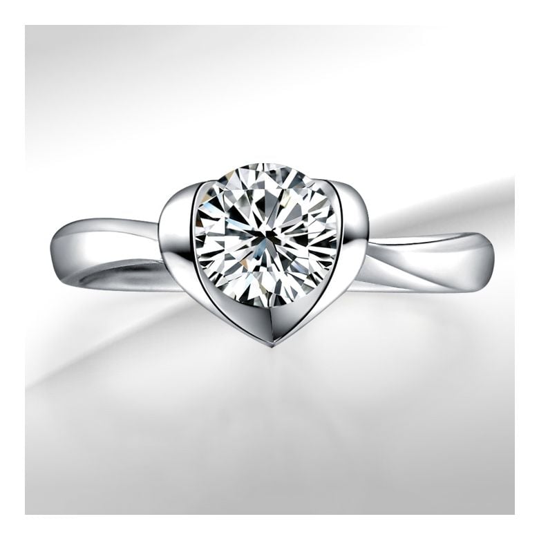 Bague Solitaire Coeur Majestueux - Or Blanc & Diamant | Gemperles - 2