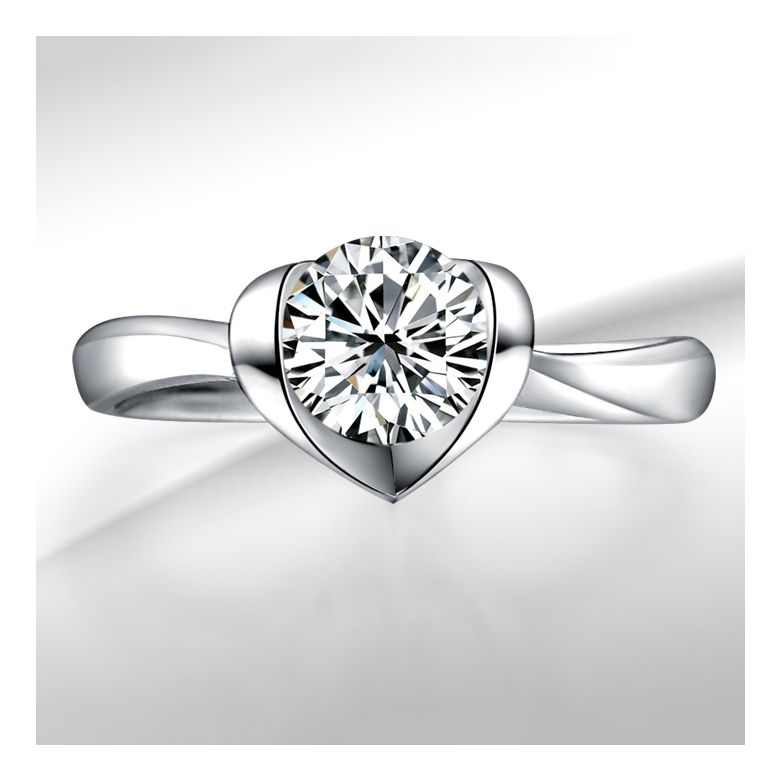 Bague Solitaire Coeur Majestueux - Platine & Diamant | Gemperles - 2