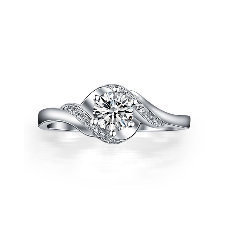 Bague Solitaire Enlacée - Bague Elliptique Or Blanc & Diamants | Gemperles - 2