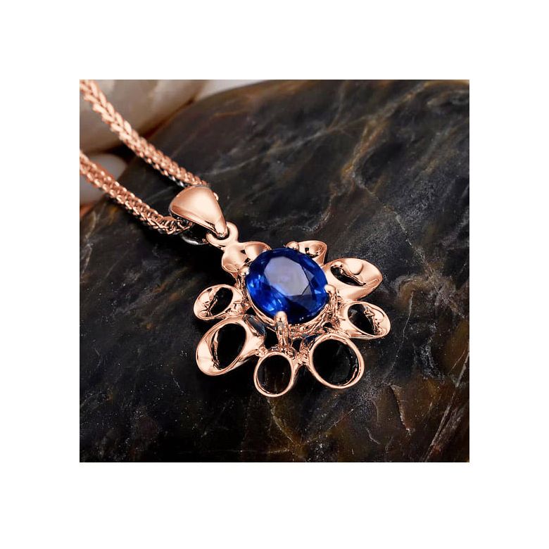 Bijou pendentif fleur - Or rose 18 carats - Saphir - 3