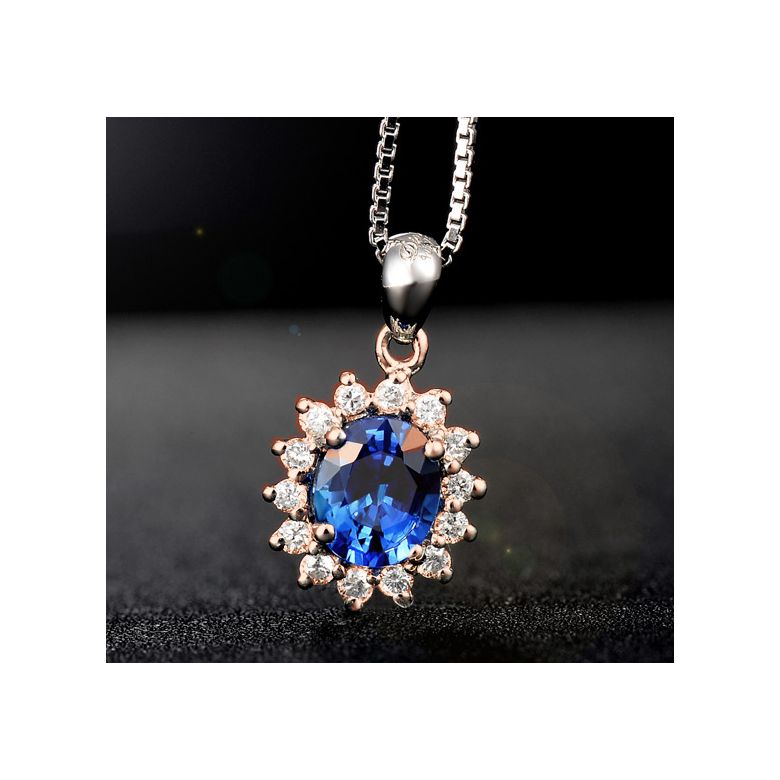 Breloque en fleur - Or rose 18 carats - Diamants et saphir - 3