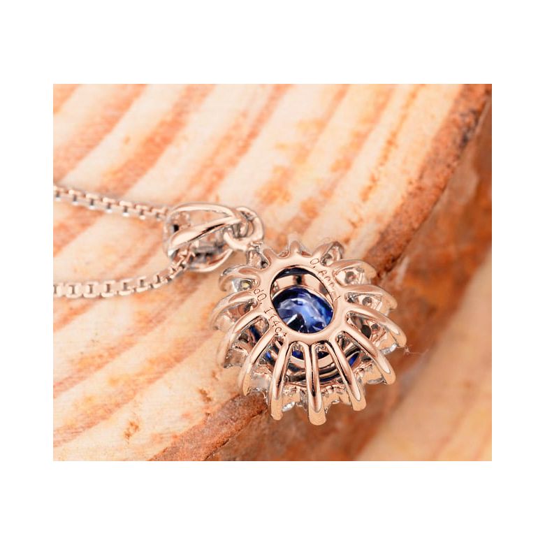 Breloque en fleur - Or rose 18 carats - Diamants et saphir - 4