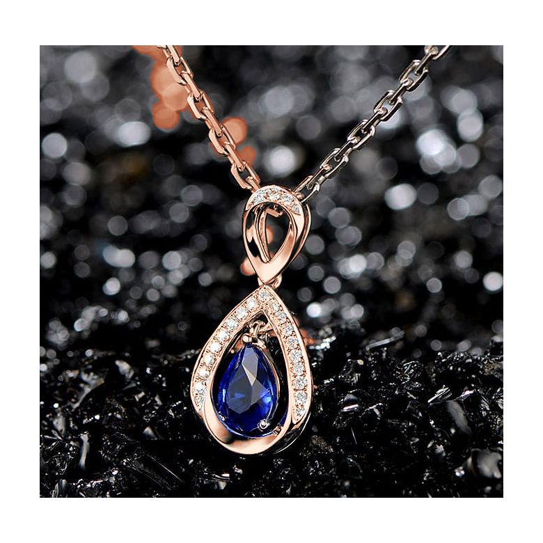 Pendeloque Or rose 18 carats - Saphir et Diamants en poire - 3