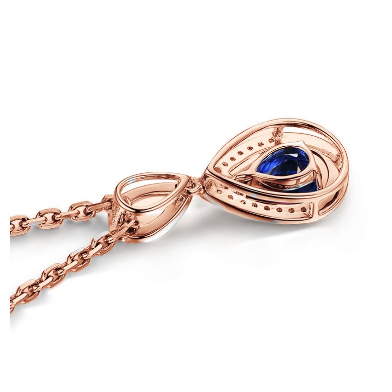 Pendeloque Or rose 18 carats - Saphir et Diamants en poire - 5
