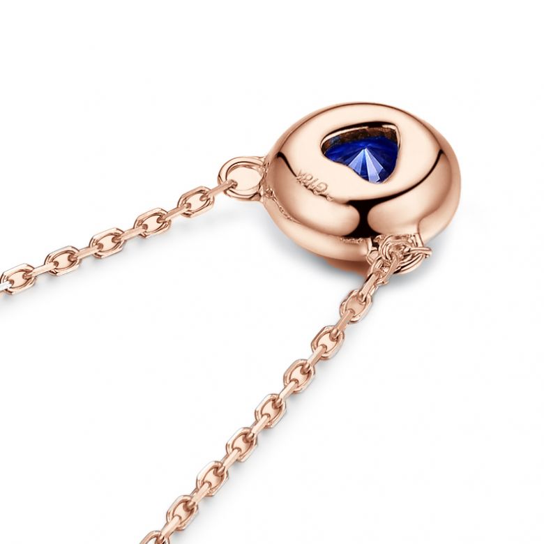 Collier pendentif solitaire saphir Or rose - 7