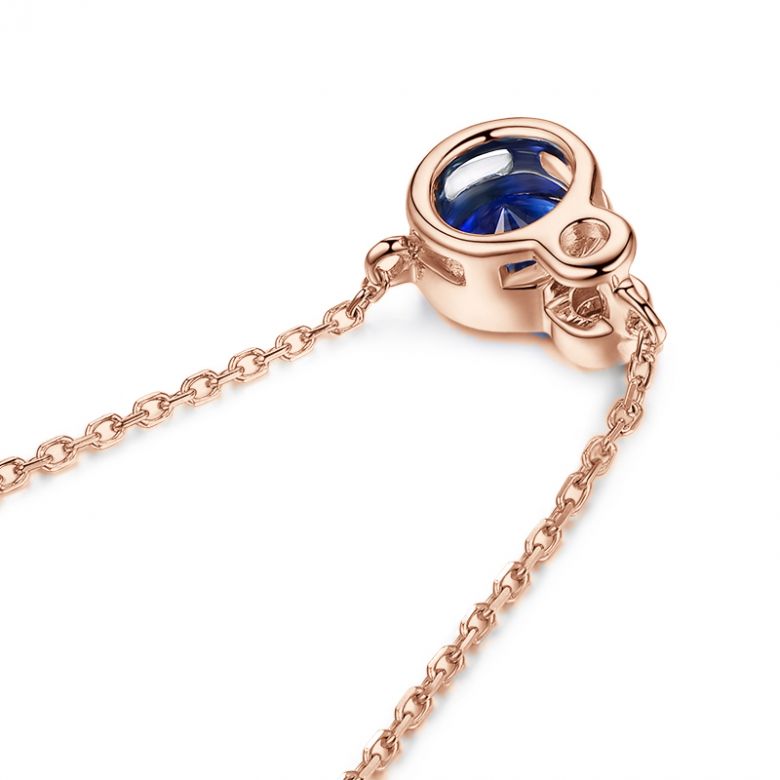 Collier pendentif Or rose, saphir et diamant sertis clos - 7