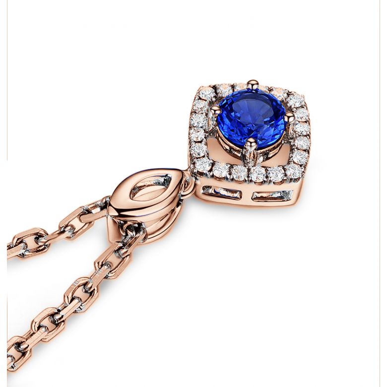 Pendentif losange Or rose, saphir et diamants - 5