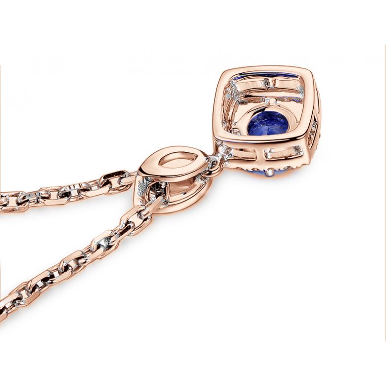 Pendentif losange Or rose, saphir et diamants - 6