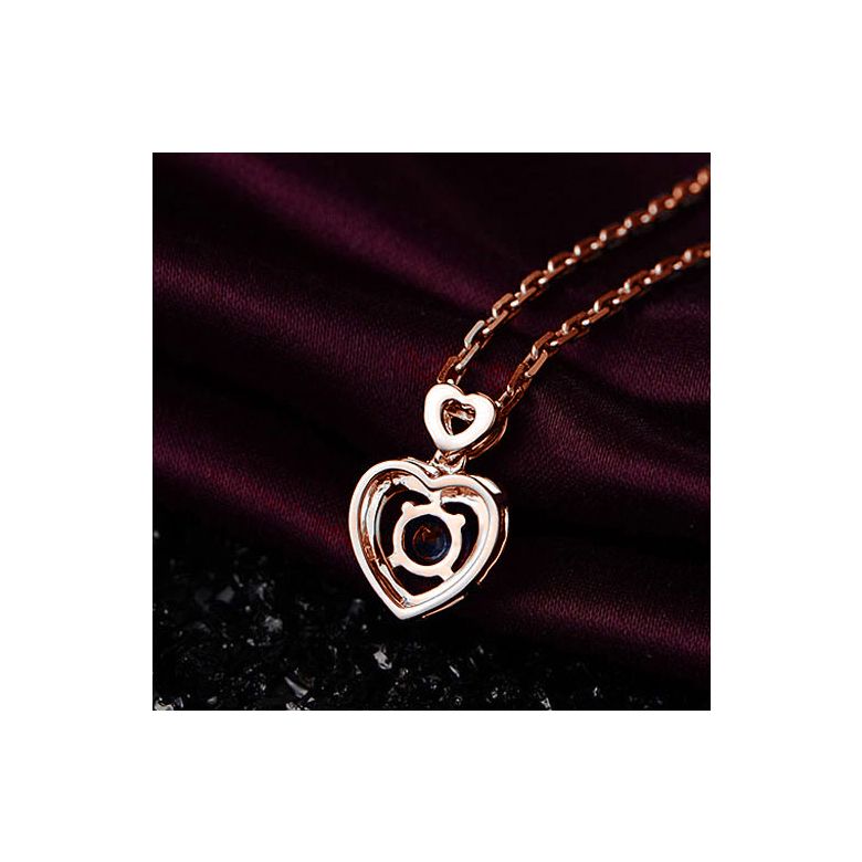 Pendentif Coeur saphir et diamants. Or rose - 6