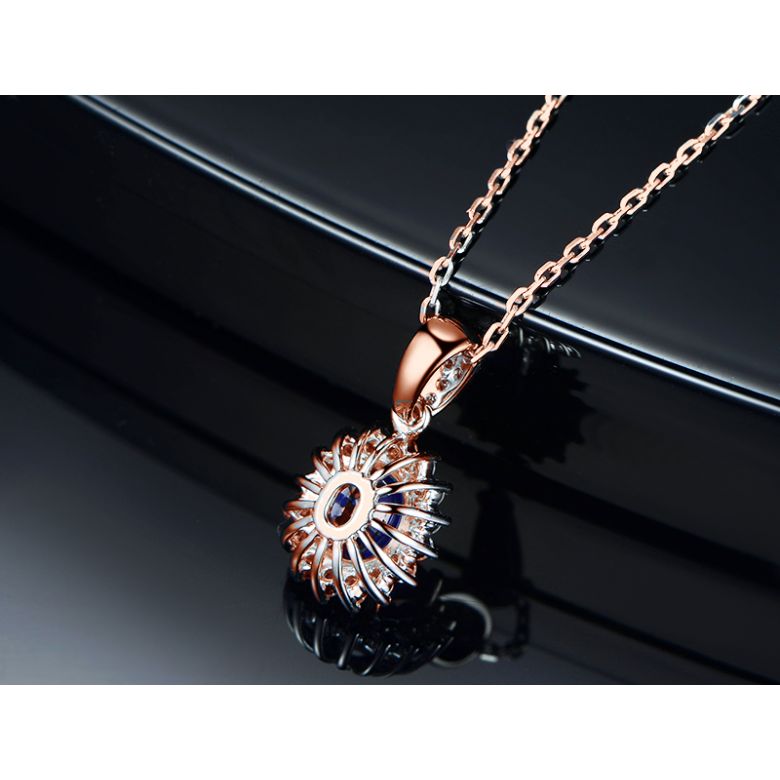 Pendentif Or rose diamants et saphir 1.50cts - 5
