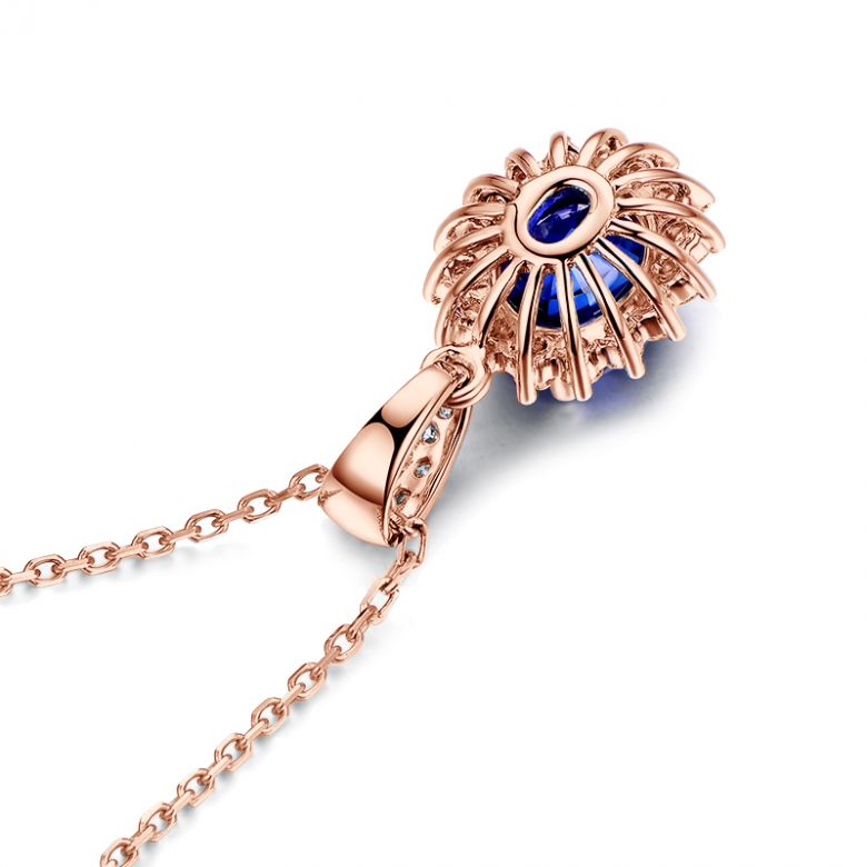 Pendentif Or rose diamants et saphir 1.50cts - 12