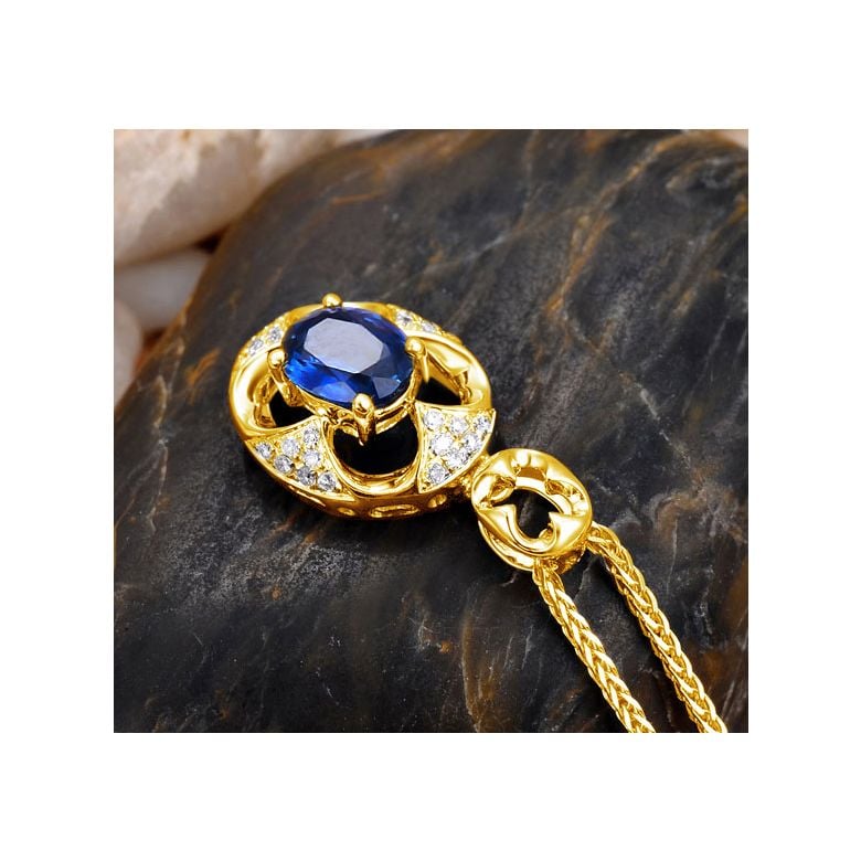 Pendentif Saphir et Diamants - Or jaune 18 carats - 2