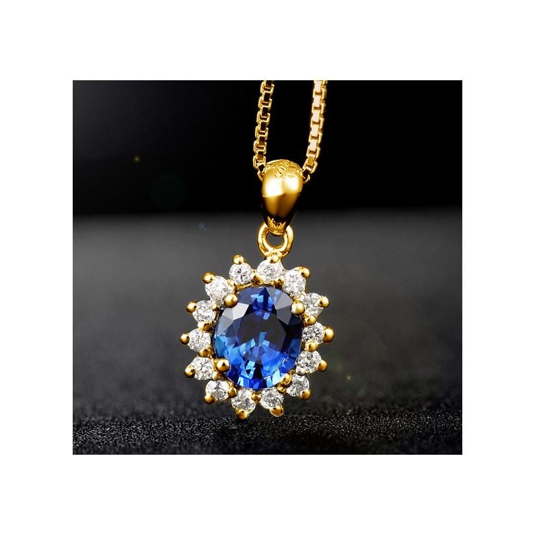 Breloque en fleur - Or jaune 18 carats - Diamants et saphir - 3
