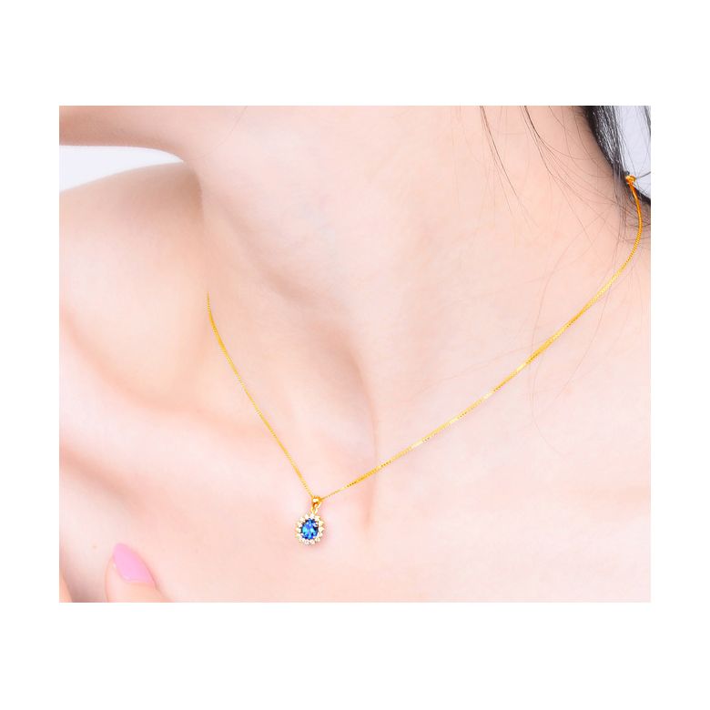 Breloque en fleur - Or jaune 18 carats - Diamants et saphir - 2