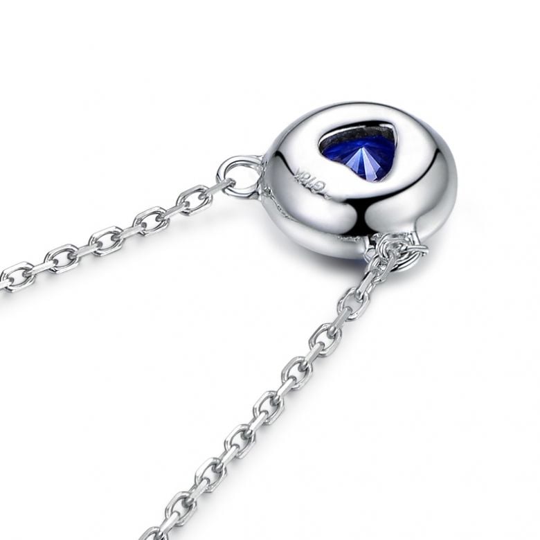 Collier pendentif solitaire saphir Or blanc - 7