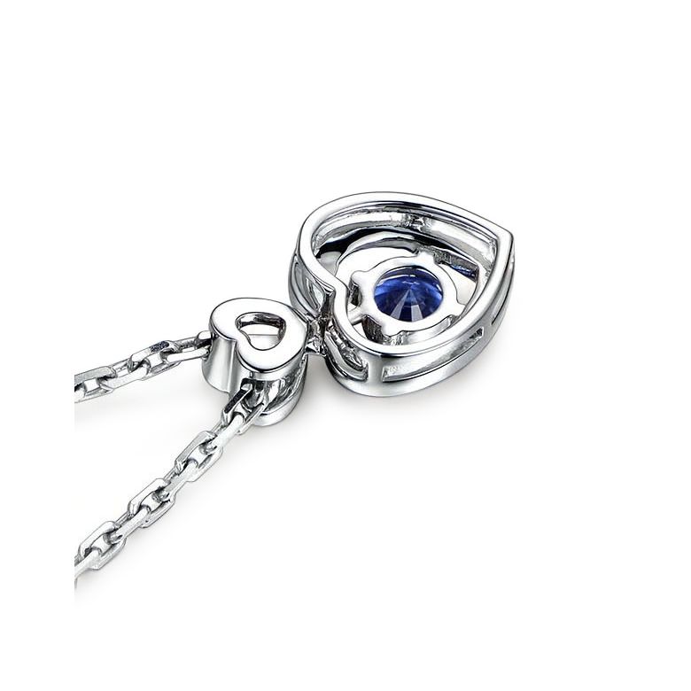 Pendentif Coeur saphir et diamants. Or blanc - 9